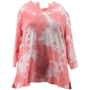 Belle Beach by Kim Gravel French Terry 3/4-Sleeve Hoodie PinkTieDye M A396176
